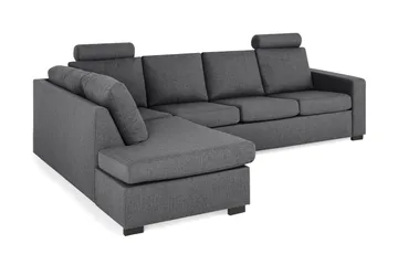 Crazy Limited Edition 4-seters Venstrevendt L-formet Sjeselongsofa i Stoff - Mørkegrå - Møbler - Sofaer - Sofaer med sjeselong - 4 seters sofa med divan