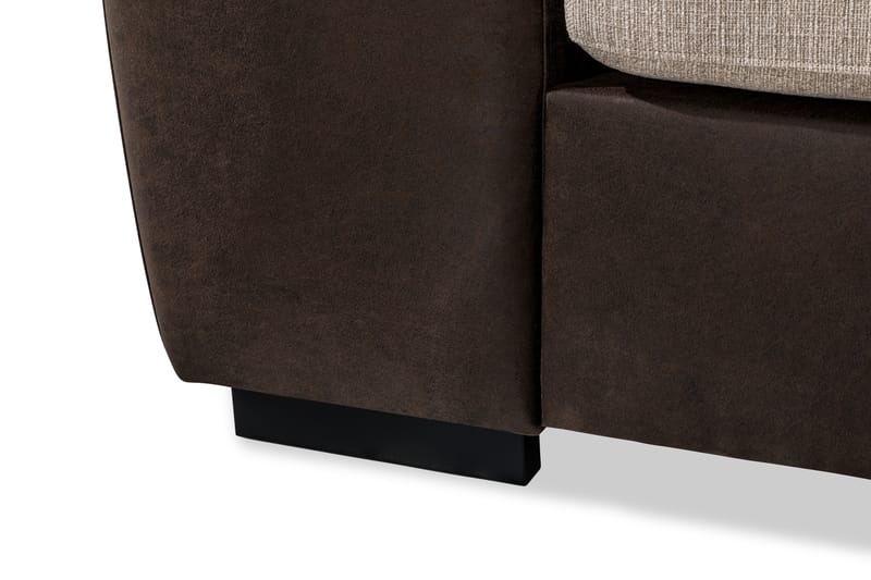 Cuba 4-seters Høyrevendt L-formet Sjeselongsofa i Kunstlær/Stoff - Brun / Beige - Møbler - Sofaer - Sofaer med sjeselong - 4 seters sofa med divan