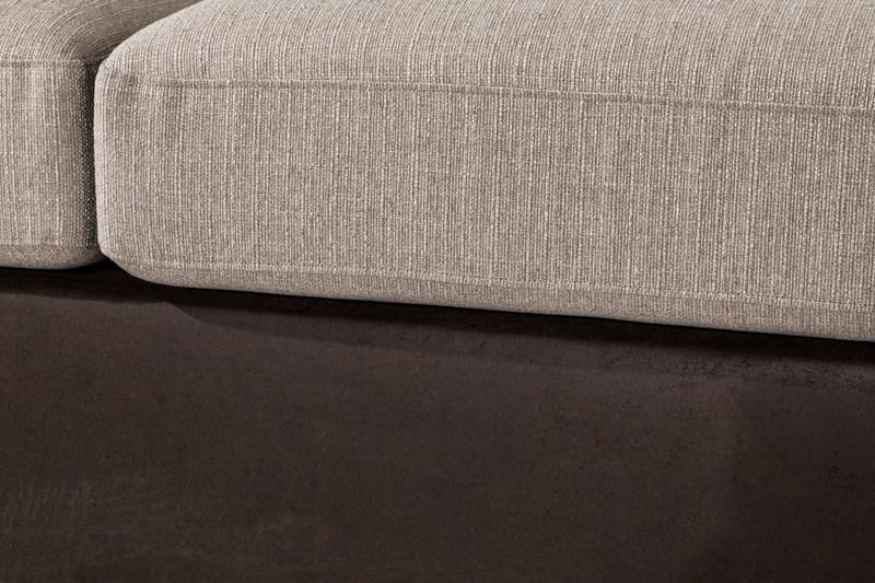 Cuba 4-seters Høyrevendt L-formet Sjeselongsofa i Kunstlær/Stoff - Brun / Beige - Møbler - Sofaer - Sofaer med sjeselong - 4 seters sofa med divan