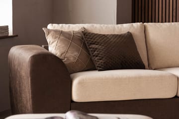 Cuba 4-seters Høyrevendt L-formet Sjeselongsofa i Kunstlær/Stoff - Brun / Beige - Møbler - Sofaer - Sofaer med sjeselong - 4 seters sofa med divan