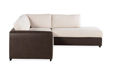 Cuba 4-seters Høyrevendt L-formet Sjeselongsofa i Kunstlær/Stoff - Brun / Beige - Møbler - Sofaer - Sofaer med sjeselong - 4 seters sofa med divan