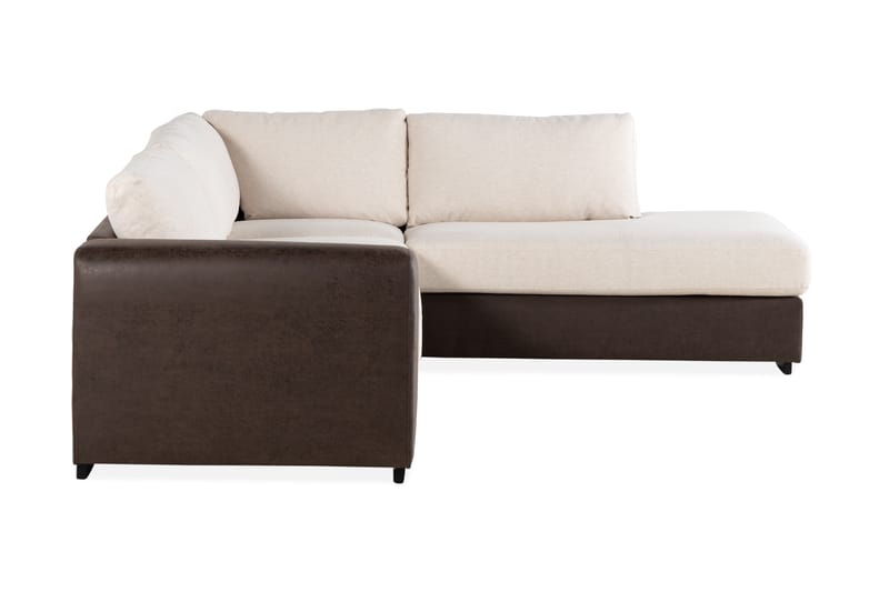 Cuba 4-seters Høyrevendt L-formet Sjeselongsofa i Kunstlær/Stoff - Brun / Beige - Møbler - Sofaer - Sofaer med sjeselong - 4 seters sofa med divan