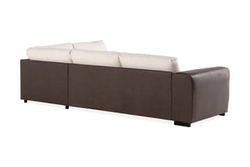 Cuba 4-seters Høyrevendt L-formet Sjeselongsofa i Kunstlær/Stoff - Brun / Beige - Møbler - Sofaer - Sofaer med sjeselong - 4 seters sofa med divan