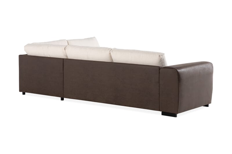 Cuba 4-seters Høyrevendt L-formet Sjeselongsofa i Kunstlær/Stoff - Brun / Beige - Møbler - Sofaer - Sofaer med sjeselong - 4 seters sofa med divan
