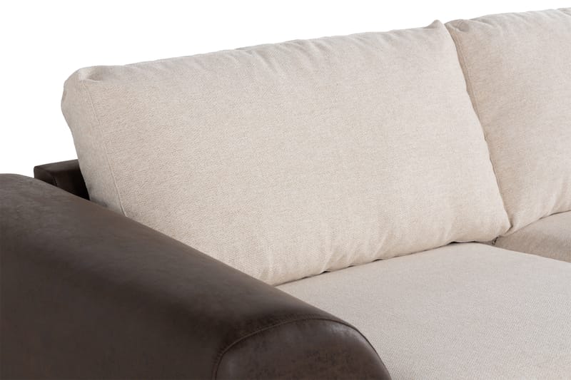 Cuba 4-seters Høyrevendt L-formet Sjeselongsofa i Kunstlær/Stoff - Brun / Beige - Møbler - Sofaer - Sofaer med sjeselong - 4 seters sofa med divan