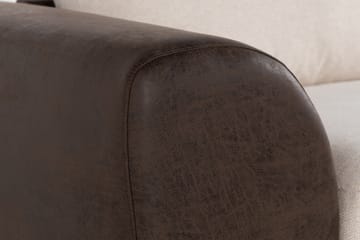 Cuba 4-seters Høyrevendt L-formet Sjeselongsofa i Kunstlær/Stoff - Brun / Beige - Møbler - Sofaer - Sofaer med sjeselong - 4 seters sofa med divan