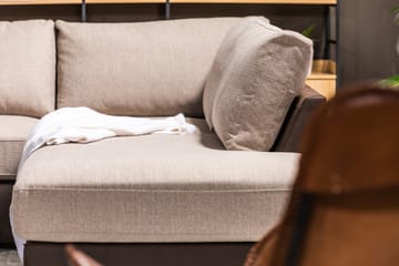 Cuba 4-seters Høyrevendt L-formet Sjeselongsofa i Kunstlær/Stoff - Brun / Beige - Møbler - Sofaer - Sofaer med sjeselong - 4 seters sofa med divan