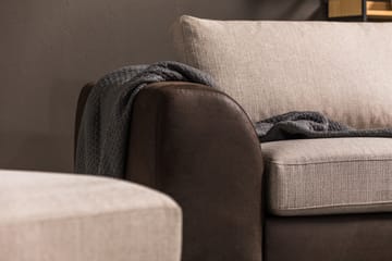 Cuba 4-seters Høyrevendt L-formet Sjeselongsofa i Kunstlær/Stoff - Brun / Beige - Møbler - Sofaer - Sofaer med sjeselong - 4 seters sofa med divan