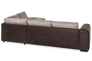 Cuba 4-seters Høyrevendt L-formet Sjeselongsofa i Kunstlær/Stoff - Brun / Beige - Møbler - Sofaer - Sofaer med sjeselong - 4 seters sofa med divan