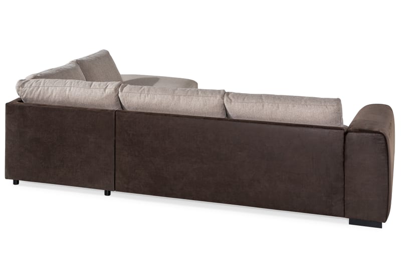 Cuba 4-seters Høyrevendt L-formet Sjeselongsofa i Kunstlær/Stoff - Brun / Beige - Møbler - Sofaer - Sofaer med sjeselong - 4 seters sofa med divan