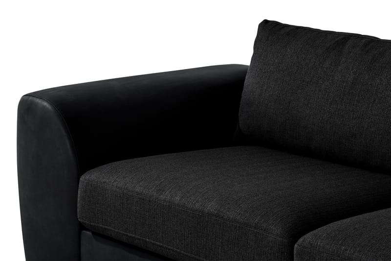 Cuba 4-seters Høyrevendt L-formet Sjeselongsofa i Kunstlær/Stoff - Grå / Svart - Møbler - Sofaer - Sofaer med sjeselong - 4 seters sofa med divan