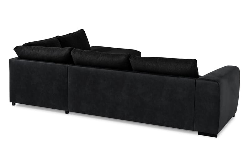 Cuba 4-seters Høyrevendt L-formet Sjeselongsofa i Kunstlær/Stoff - Grå / Svart - Møbler - Sofaer - Sofaer med sjeselong - 4 seters sofa med divan