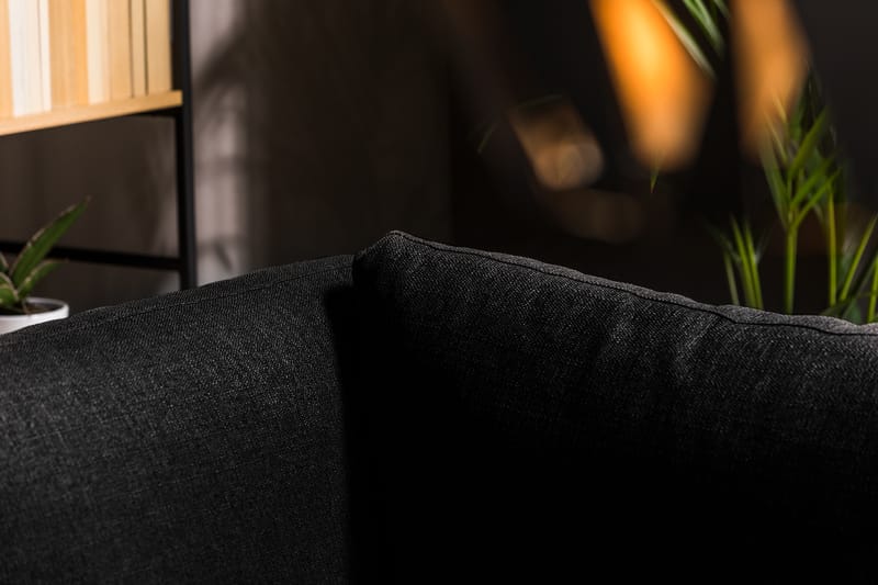 Cuba 4-seters Høyrevendt L-formet Sjeselongsofa i Kunstlær/Stoff - Grå / Svart - Møbler - Sofaer - Sofaer med sjeselong - 4 seters sofa med divan