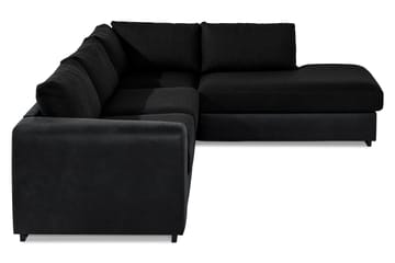 Cuba 4-seters Høyrevendt L-formet Sjeselongsofa i Kunstlær/Stoff - Grå / Svart - Møbler - Sofaer - Sofaer med sjeselong - 4 seters sofa med divan