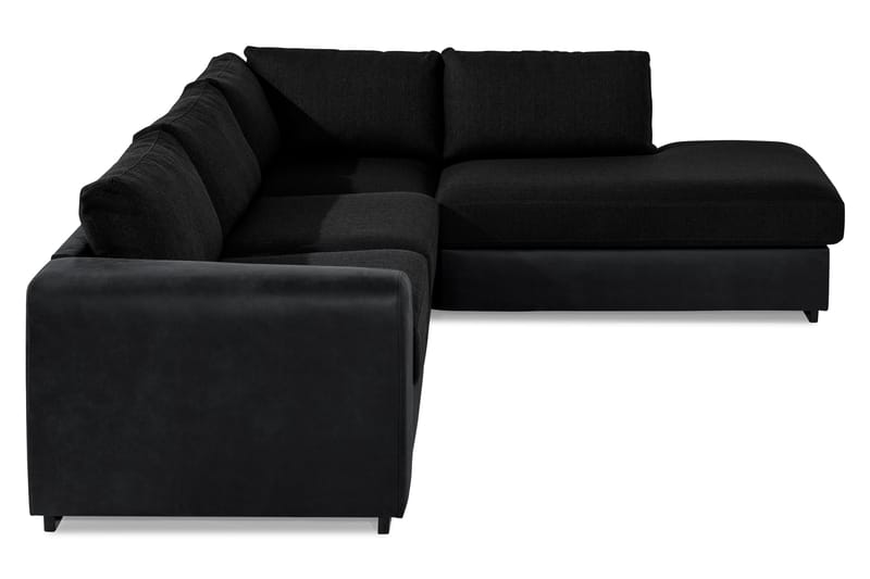 Cuba 4-seters Høyrevendt L-formet Sjeselongsofa i Kunstlær/Stoff - Grå / Svart - Møbler - Sofaer - Sofaer med sjeselong - 4 seters sofa med divan