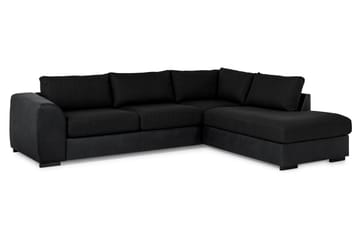 Cuba 4-seters Høyrevendt L-formet Sjeselongsofa i Kunstlær/Stoff - Grå / Svart - Møbler - Sofaer - Sofaer med sjeselong - 4 seters sofa med divan