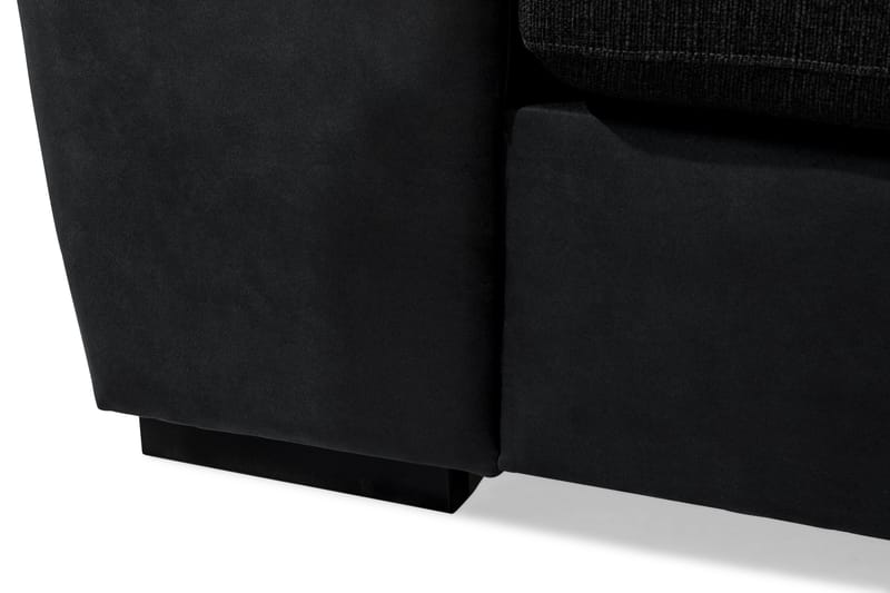 Cuba 4-seters Høyrevendt L-formet Sjeselongsofa i Kunstlær/Stoff - Grå / Svart - Møbler - Sofaer - Sofaer med sjeselong - 4 seters sofa med divan
