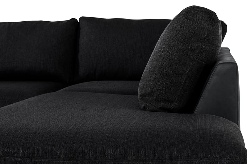 Cuba 4-seters Høyrevendt L-formet Sjeselongsofa i Kunstlær/Stoff - Grå / Svart - Møbler - Sofaer - Sofaer med sjeselong - 4 seters sofa med divan