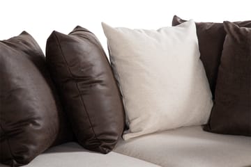 Cuba 4-seters Høyrevendt L-formet Sjeselongsofa i Kunstlær/Stoff inkl. Pynteputer - Brun / Beige - Møbler - Sofaer - Sofaer med sjeselong - 4 seters sofa med divan