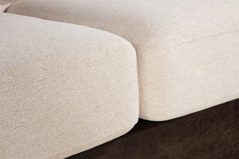 Cuba 4-seters Høyrevendt L-formet Sjeselongsofa i Kunstlær/Stoff inkl. Pynteputer - Brun / Beige - Møbler - Sofaer - Sofaer med sjeselong - 4 seters sofa med divan
