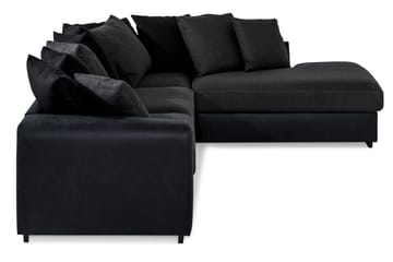 Cuba 4-seters Høyrevendt L-formet Sjeselongsofa i Kunstlær/Stoff inkl. Pynteputer - Svart / Grå - Møbler - Sofaer - Sofaer med sjeselong - 4 seters sofa med divan