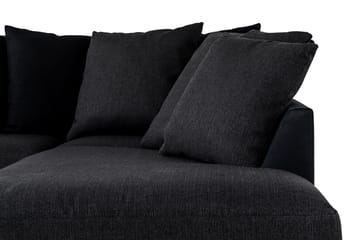 Cuba 4-seters Høyrevendt L-formet Sjeselongsofa i Kunstlær/Stoff inkl. Pynteputer - Svart / Grå - Møbler - Sofaer - Sofaer med sjeselong - 4 seters sofa med divan