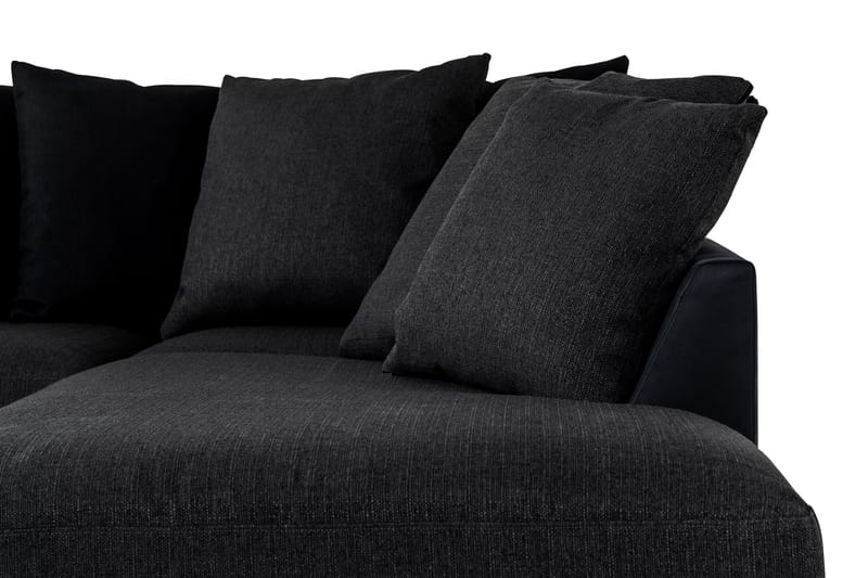 Cuba 4-seters Høyrevendt L-formet Sjeselongsofa i Kunstlær/Stoff inkl. Pynteputer - Svart / Grå - Møbler - Sofaer - Sofaer med sjeselong - 4 seters sofa med divan