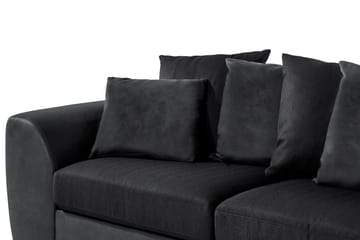 Cuba 4-seters Høyrevendt L-formet Sjeselongsofa i Kunstlær/Stoff inkl. Pynteputer - Grå / Svart - Møbler - Sofaer - Sofaer med sjeselong - 4 seters sofa med divan