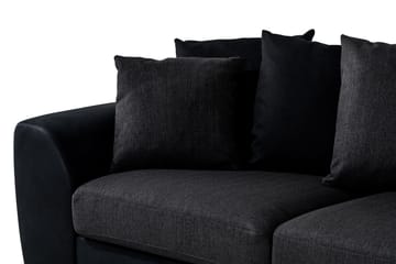 Cuba 4-seters Høyrevendt L-formet Sjeselongsofa i Kunstlær/Stoff inkl. Pynteputer - Svart / Grå - Møbler - Sofaer - Sofaer med sjeselong - 4 seters sofa med divan