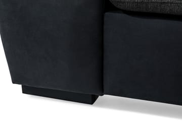 Cuba 4-seters Høyrevendt L-formet Sjeselongsofa i Kunstlær/Stoff inkl. Pynteputer - Svart / Grå - Møbler - Sofaer - Sofaer med sjeselong - 4 seters sofa med divan