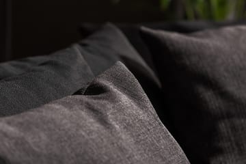 Cuba 4-seters Høyrevendt L-formet Sjeselongsofa i Kunstlær/Stoff inkl. Pynteputer - Svart / Grå - Møbler - Sofaer - Sofaer med sjeselong - 4 seters sofa med divan