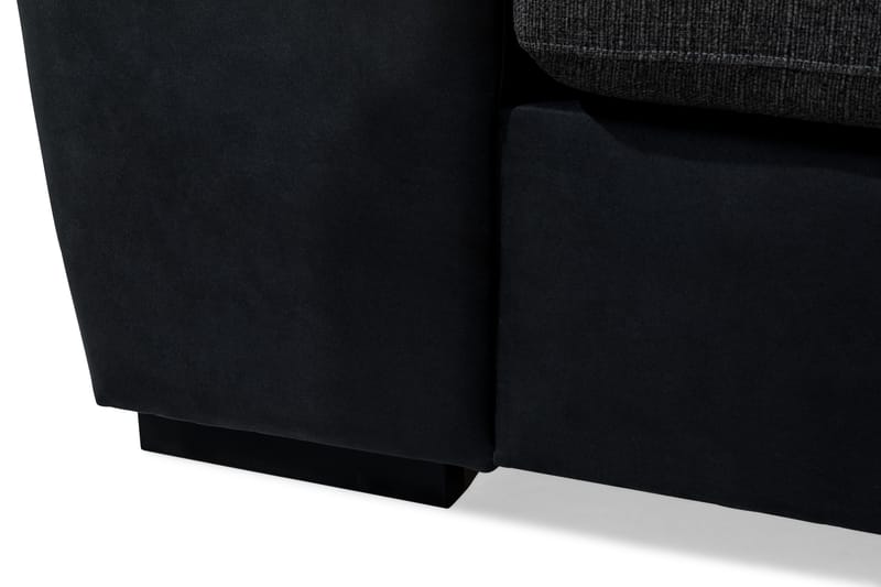Cuba 4-seters Høyrevendt L-formet Sjeselongsofa i Kunstlær/Stoff - Svart / Grå - Møbler - Sofaer - Sofaer med sjeselong - 4 seters sofa med divan