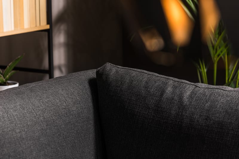 Cuba 4-seters Høyrevendt L-formet Sjeselongsofa i Kunstlær/Stoff - Svart / Grå - Møbler - Sofaer - Sofaer med sjeselong - 4 seters sofa med divan