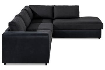 Cuba 4-seters Høyrevendt L-formet Sjeselongsofa i Kunstlær/Stoff - Svart / Grå - Møbler - Sofaer - Sofaer med sjeselong - 4 seters sofa med divan