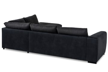 Cuba 4-seters Høyrevendt L-formet Sjeselongsofa i Kunstlær/Stoff - Svart / Grå - Møbler - Sofaer - Sofaer med sjeselong - 4 seters sofa med divan