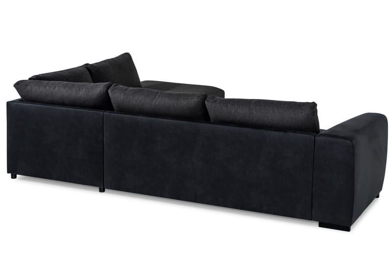 Cuba 4-seters Høyrevendt L-formet Sjeselongsofa i Kunstlær/Stoff - Svart / Grå - Møbler - Sofaer - Sofaer med sjeselong - 4 seters sofa med divan