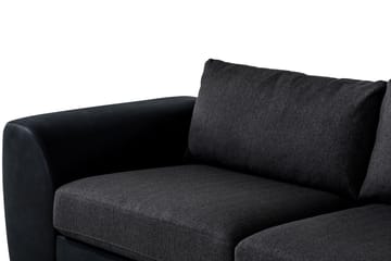 Cuba 4-seters Høyrevendt L-formet Sjeselongsofa i Kunstlær/Stoff - Svart / Grå - Møbler - Sofaer - Sofaer med sjeselong - 4 seters sofa med divan