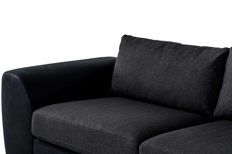 Cuba 4-seters Høyrevendt L-formet Sjeselongsofa i Kunstlær/Stoff - Svart / Grå - Møbler - Sofaer - Sofaer med sjeselong - 4 seters sofa med divan