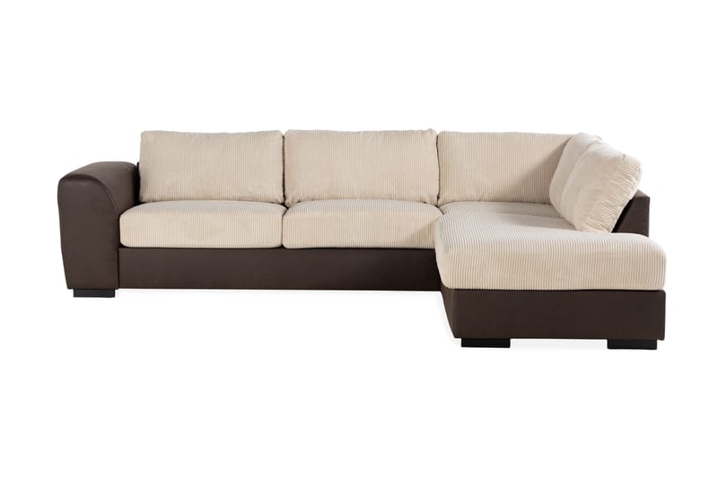 Cuba 4-seters Høyrevendt L-formet Sjeselongsofa i Manchester/Kunstlær - Brun / Beige - Møbler - Sofaer - Sofaer med sjeselong - 4 seters sofa med divan