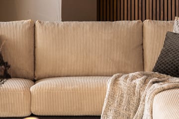 Cuba 4-seters Høyrevendt L-formet Sjeselongsofa i Manchester/Kunstlær - Brun / Beige - Møbler - Sofaer - Sofaer med sjeselong - 4 seters sofa med divan