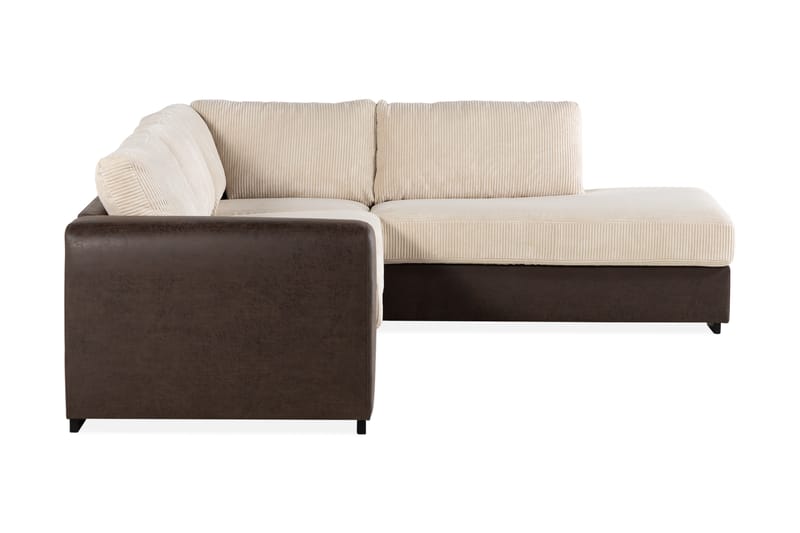 Cuba 4-seters Høyrevendt L-formet Sjeselongsofa i Manchester/Kunstlær - Brun / Beige - Møbler - Sofaer - Sofaer med sjeselong - 4 seters sofa med divan