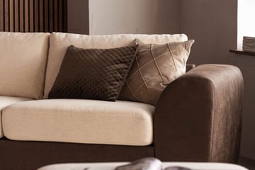 Cuba 4-seters Venstrevendt L-formet Sjeselongsofa i Kunstlær/Stoff - Brun / Beige - Møbler - Sofaer - Sofaer med sjeselong - 4 seters sofa med divan