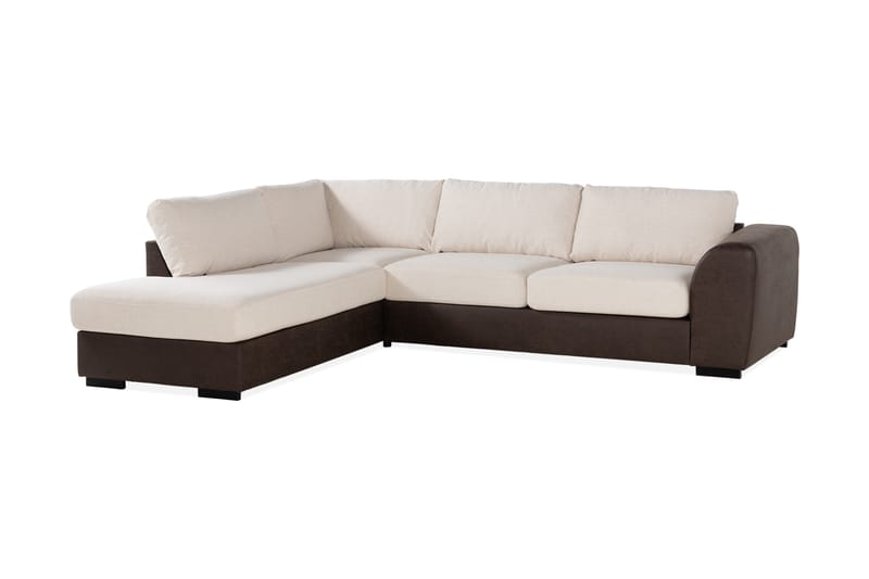 Cuba 4-seters Venstrevendt L-formet Sjeselongsofa i Kunstlær/Stoff - Brun / Beige - Møbler - Sofaer - Sofaer med sjeselong - 4 seters sofa med divan