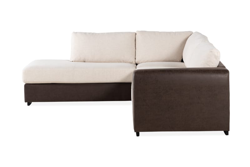 Cuba 4-seters Venstrevendt L-formet Sjeselongsofa i Kunstlær/Stoff - Brun / Beige - Møbler - Sofaer - Sofaer med sjeselong - 4 seters sofa med divan