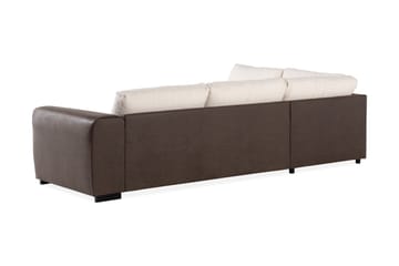 Cuba 4-seters Venstrevendt L-formet Sjeselongsofa i Kunstlær/Stoff - Brun / Beige - Møbler - Sofaer - Sofaer med sjeselong - 4 seters sofa med divan