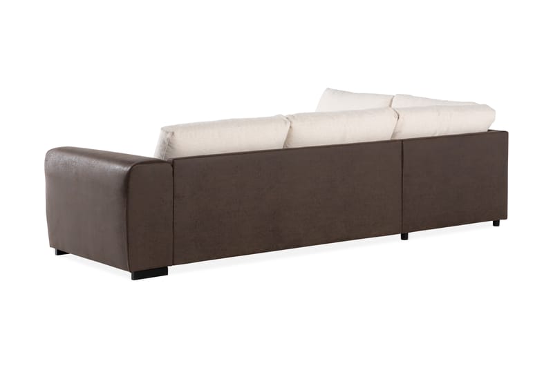 Cuba 4-seters Venstrevendt L-formet Sjeselongsofa i Kunstlær/Stoff - Brun / Beige - Møbler - Sofaer - Sofaer med sjeselong - 4 seters sofa med divan