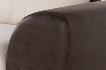 Cuba 4-seters Venstrevendt L-formet Sjeselongsofa i Kunstlær/Stoff - Brun / Beige - Møbler - Sofaer - Sofaer med sjeselong - 4 seters sofa med divan
