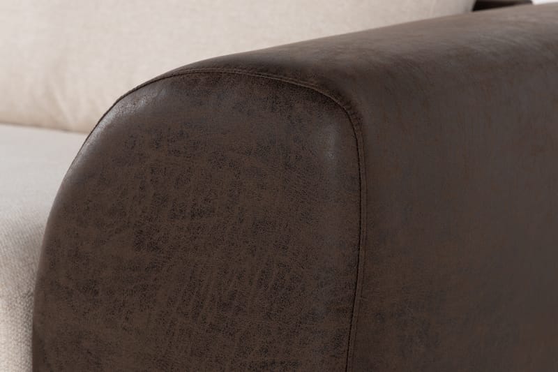 Cuba 4-seters Venstrevendt L-formet Sjeselongsofa i Kunstlær/Stoff - Brun / Beige - Møbler - Sofaer - Sofaer med sjeselong - 4 seters sofa med divan