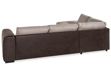 Cuba 4-seters Venstrevendt L-formet Sjeselongsofa i Kunstlær/Stoff - Brun / Beige - Møbler - Sofaer - Sofaer med sjeselong - 4 seters sofa med divan