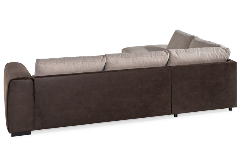 Cuba 4-seters Venstrevendt L-formet Sjeselongsofa i Kunstlær/Stoff - Brun / Beige - Møbler - Sofaer - Sofaer med sjeselong - 4 seters sofa med divan